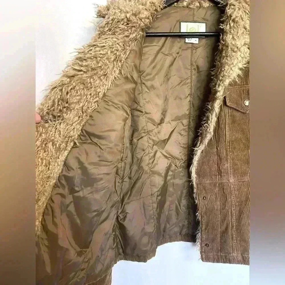 Vintage Y2K LEI Corduroy Sherpa Button Up Jacket in Brown Size XL - Picture 6 of 8